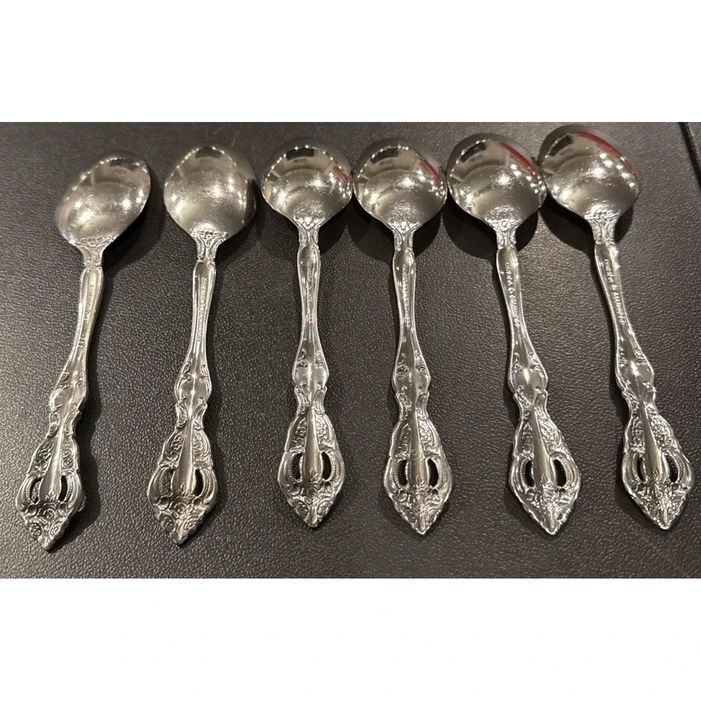 Oneida Michelangelo Heirloom Cube Soup Spoons Spoon Set Of 6‎ Stainless Flatware
